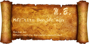 Mátits Benjámin névjegykártya